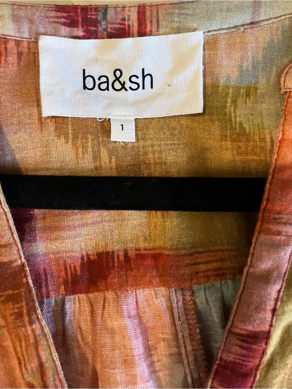 ba&sh Multicolor Short-Sleeve Button-Down Shirt in Earth Tones